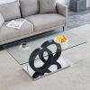 Modern Style Glass Top MDF Coffee Table with Black Base, Suitable for Living Rooms and Lounge Areas, with Product Dimensions of 47.2*25.6*17.8