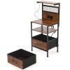 Set of 2 Nightstand with Fabric Drawers, Bedside Table with Charging Station and LED Lights, End Table with USB Ports & Outlets