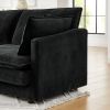 Modern Home Living Room L-Shaped Sectional Sofa Couches with Storage Ottoman, Convertible Oversized 4 Seater Couch Towel Fabric, Black - as Pic