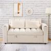 58" 4-1 Multi-functional Sofa Bed with Cup Holder and USB Port for Living Room or Apartments - Milk White - Foam