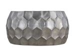 CT101 Modern Contemporary Round Aluminum material 32" Coffee Table, Farmhouse Table with Glossy Diamond-Patterned Base Antique Silver - as Pic