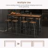 5 Pieces Bar Table and Stools Set with Wine Rack and Glass Holder - Rustic Brown