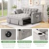 58" 4-1 Multi-functional Sofa Bed with Cup Holder and USB Port for Living Room or Apartments - Gray - Foam