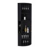 Oban Corner Bar Cabinet with Five Shelves , Eight Bottle Cubbies and Steamware Black - as Pic