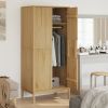 Wardrobe FLORO Wax Brown 30.3"x20.9"x67.3" Solid Wood Pine - Brown