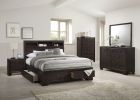 Modern bedroom Storage Eastern King Size Bed Drawers Storage Headboard Footboard 1pc Bed Only. - as Pic