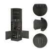 Bar Cabinet Papprika, 8 Wine Cubbies, Double Door, Smokey Oak Finish - as Pic