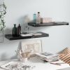Floating Wall Shelves 2 pcs High Gloss Black 23.6"x9.3"x1.5" MDF - Black