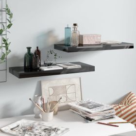 Floating Wall Shelves 2 pcs High Gloss Black 23.6"x9.3"x1.5" MDF - Black