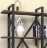 Cunda 5 Tier Bookcase, Metal Frame Wood Base Bookshelf, Walnut - as Pic