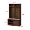 Coat Rack with Storage Shoe Cabinet - Dark Brown