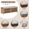 Distressed Shutter Storage Bench with Acacia Veneer for Retro Charm for Living Room,Entryway - White Washed - MDF