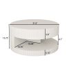 31.5'' Round Coffee Table,Modern Center Table with Storage,Vertical Stripe Design Coffee Table for Living Room,Bedroom(White) - as Pic