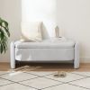 Ottoman Oval Storage Bench 3D Lamb Fleece Fabric Bench with Large Storage Space for the Living Room, Entryway and Bedroom,gray - as Pic