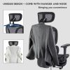 Full mesh office chair, ergonomic office chair, office mesh chair, adjustable headrest, armrests, foot pedals, with hanger- Gray