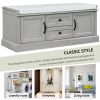 Storage Bench with 2 Drawers and 2 Cabinets,Shoe Bench with Removable Cushion for Living Room,Entryway - Gray Wash - Solid Wood