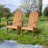 Wooden Outdoor Lounge Chair with Ergonomic Design for Yard and Garden - natural