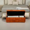 COOLMORE Storage Ottoman,Bedroom End Bench,Upholstered Fabric Storage Ottoman, Orange