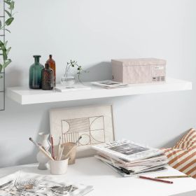Floating Wall Shelf High Gloss White 35.4"x9.3"x1.5" MDF - White