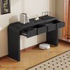 Unique Modern Rounded Silhouette and Smooth Surface Console Table with 2 Drawers for Living Room and Entryway - Black - MDF