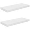 Floating Wall Shelves 2 pcs High Gloss White 23.6"x9.3"x1.5" MDF - White