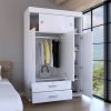 Indiana Armoire, Three Door Cabinet, Two Drawers, Metal Hardware, Rod - White