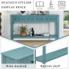 Rustic Entryway Console Table,60" Long Sofa Table with two Different Size Drawers and Bottom Shelf for Storage - Turquoise Green - Solid Wood