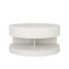 31.5'' Round Coffee Table,Modern Center Table with Storage,Vertical Stripe Design Coffee Table for Living Room,Bedroom(White) - as Pic