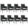 9 Piece Patio Dining Set Black Poly Rattan and Steel - Black