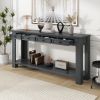 Console Table/Sofa Table with Storage Drawers and Bottom Shelf for Entryway Hallway - Tan - Solid Wood