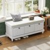Classic Storage Bench with Cushioned Seat and Three Drawers for Entryway and Living Room - Light Gray - MDF