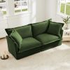 Green Modern Slipcovered 2-Seat Sofa Couches for Living Room, 2 Seater Sofa, Plain Chenille Deep Seat Sofa with Upholstered Cushion&Detachable Cover