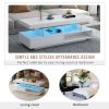 LED Coffee Table with Storage, Modern Center Table with 2 Drawers and Display Shelves, Accent Furniture with LED Lights for Living Room - White
