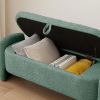 Ottoman Oval Storage Bench 3D Lamb Fleece Fabric Bench with Large Storage Space for the Living Room, Entryway and Bedroom,green - as Pic