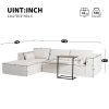 112"Modular Sectional Sofa with Free Side Table,Wide Seat,Fully Compressed,Wrinkle-resistant Boucle Fabric Couch with Chaise, 3 Color - as Pic