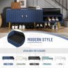 Modern Shoe Storage Bench with Hidden Storage and Upholstered Cushions for Bedside,Living Room and Entryway - Navy - MDF+Metal