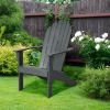 Wooden Outdoor Lounge Chair with Ergonomic Design for Yard and Garden - Gray