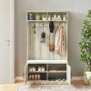 bedroom, porch wardrobe storage rack, Storage Shoe Cabinet, with Clothes Hook, with Sponge Pad Product, Multiple Storage Racks - beige