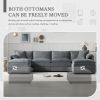 136" Chenille Modular Sectional Sofa with Deep and Wide Seat,U Shaped Cloud Couch Set with Double Cushions,6 Seat Sofa with Movable Ottomans,3 Colors