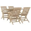 5 Piece Patio Dining Set Gray Solid Wood Teak - Gray