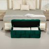 COOLMORE Storage Ottoman,Bedroom End Bench,Upholstered Fabric Storage Ottoman with Safety Hinge, Green