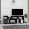 Rose Extendable TV Stand, Multiple Shelves, Black Wengue - Light Pine