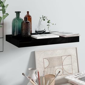 Floating Wall Shelf High Gloss Black 15.7"x9.1"x1.5" MDF - Black