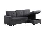 Lucca 84" Dark Gray Linen Reversible Sleeper Sectional Sofa with Storage Chaise - as Pic