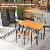 5 Pieces Dining Set Wooden Table and 4 Cushioned Chairs - as show