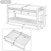 Shoe Rack with Cushioned Seat and Drawers,Multipurpose Entryway Storage Bench - Antique Navy - Solid Wood