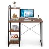 Compact Computer Desk Workstation with 4 Tier Shelves for Home and Office - Brown