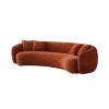 102'' 5-Seater Boucle Sofa Modern Sectional Half Moon Leisure Couch Curved Sofa Teddy Fleece Orange - as Pic