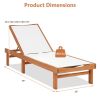Outdoor Wood Chaise Lounge Chair with 5-Postion Adjustable Back - Teak and White