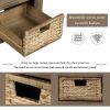 Rustic Storage Bench with 3 Drawers and 3 Rattan Baskets,Shoe Bench for Living Room,Entryway - White Washed - Solid Wood